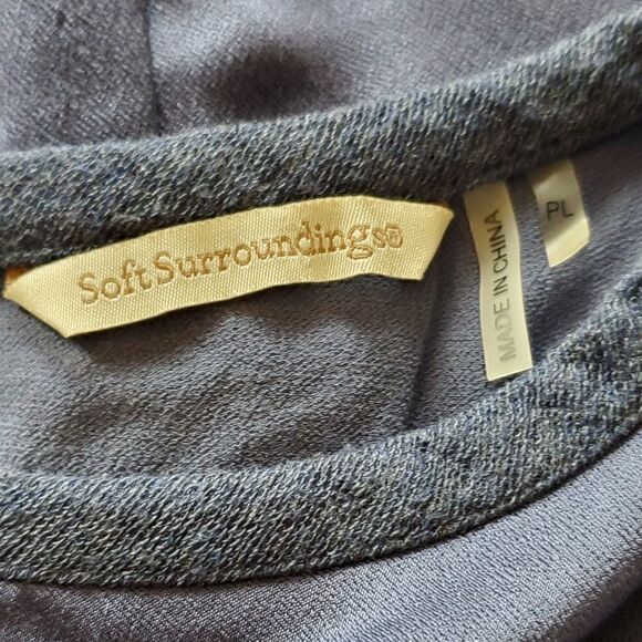 Soft Surroundings Blue Floral Long Sleeve Tunic PL - Picture 7 of 8